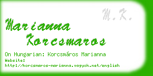 marianna korcsmaros business card